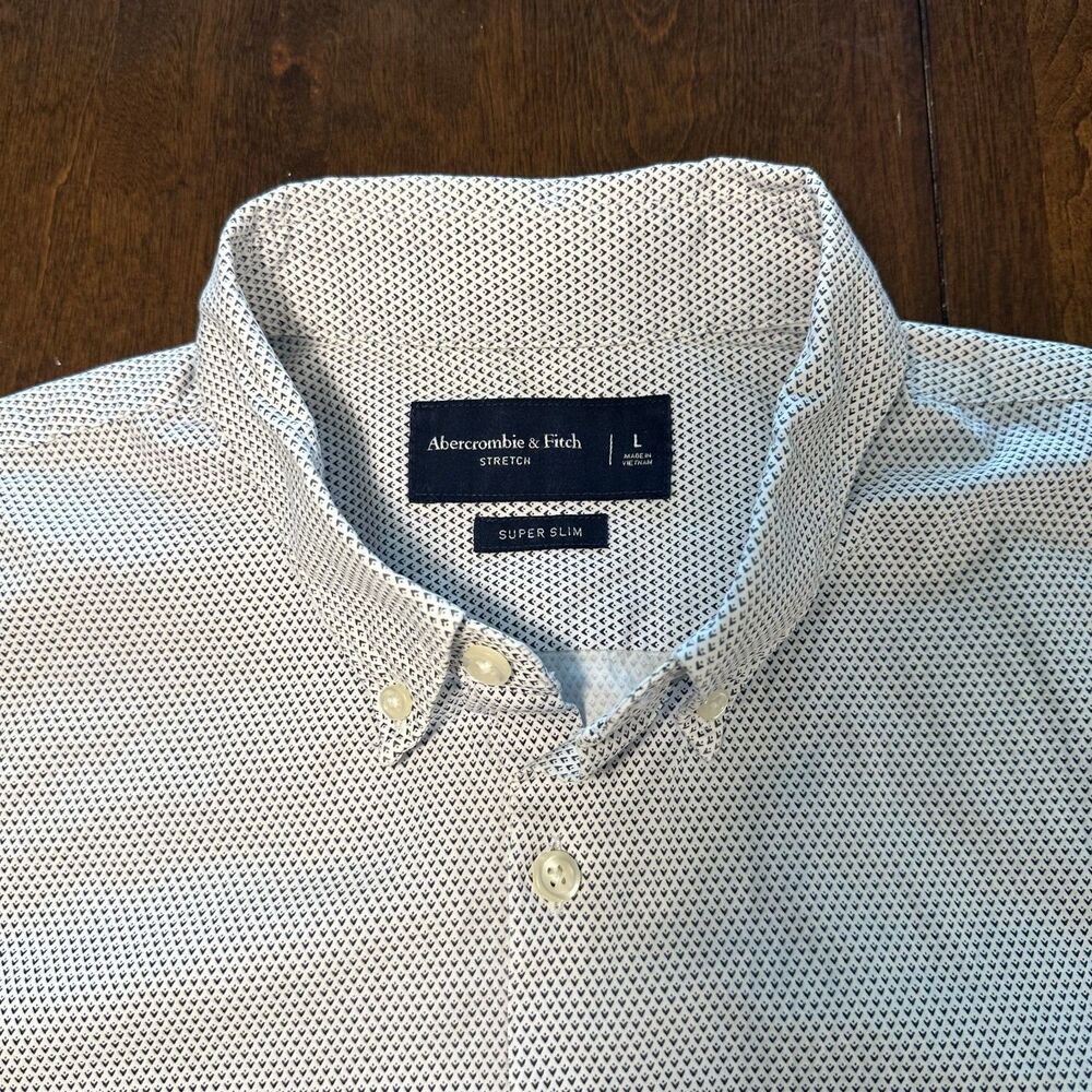 Abercrombie & Fitch Men’s Super Slim Blue L Button-Down Shirt - Size Large